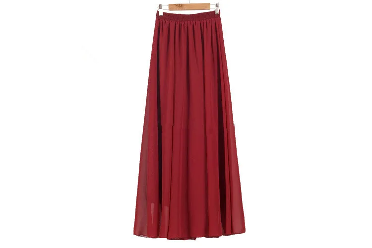 17 Винтажные макси юбки, женские, одноцветные, Boho, шифон, Saia Longa, летние, vestidos, тюлевые, повседневные, Jupe, длинные юбки, женская одежда, Faldas - Цвет: 17