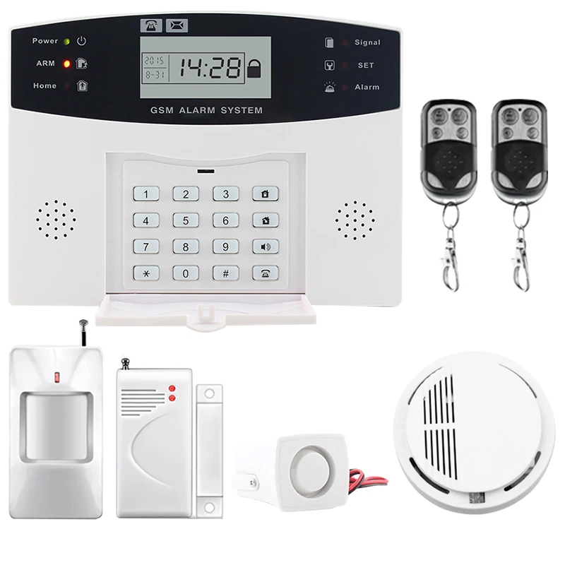 

Saful LCD Display Wireless Home Security GSM Alarm System SMS and Smoke Sensor Russian/English/Spanish/French voice