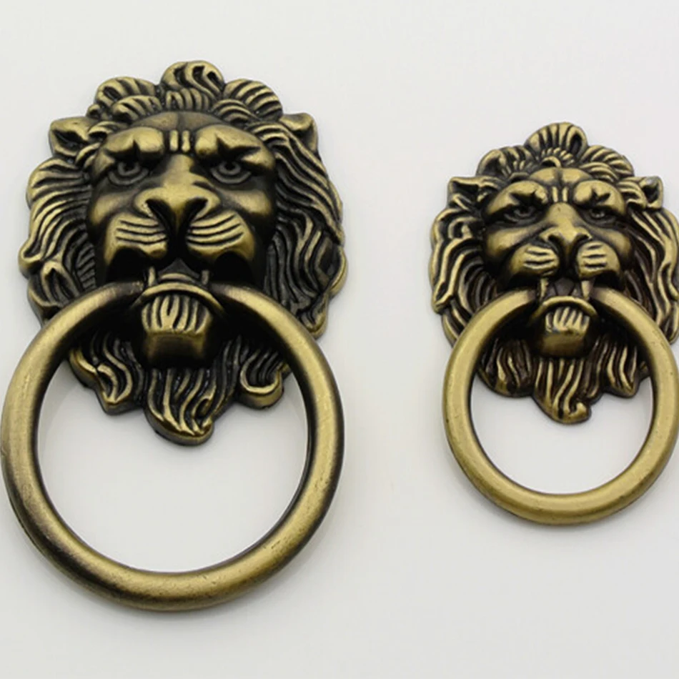 Antique Bronze Cartoon Big Lion Head Drawer Pulls Furniture