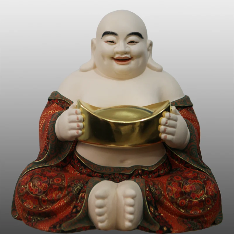 

30cm Maitreya Buddha statue chinese Lacquerware Customizable Handcraft Home decoration Gift Collection Statues