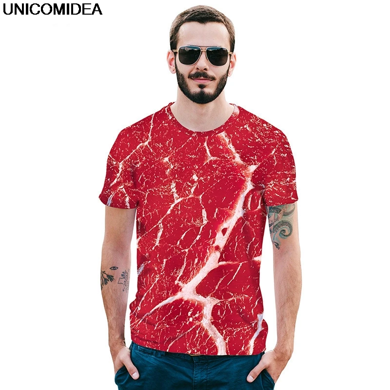 

3D Print Men T Shirts Fresh Beef Meat 3D TShirt Funny Simulation Bacon Tracksuit Outerwear Tee Tops Pullover Poleras Hombre EUR
