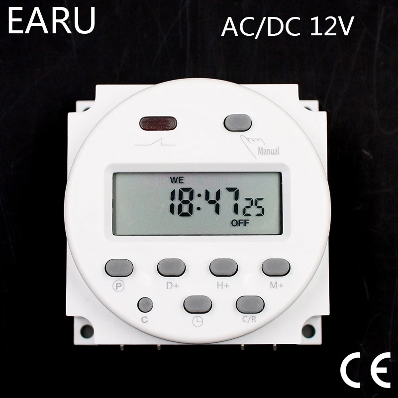 DC 12V Digitaler LCD Timer Programmierbar Zeitschaltuhr Zeitschalter CN101A 16A 