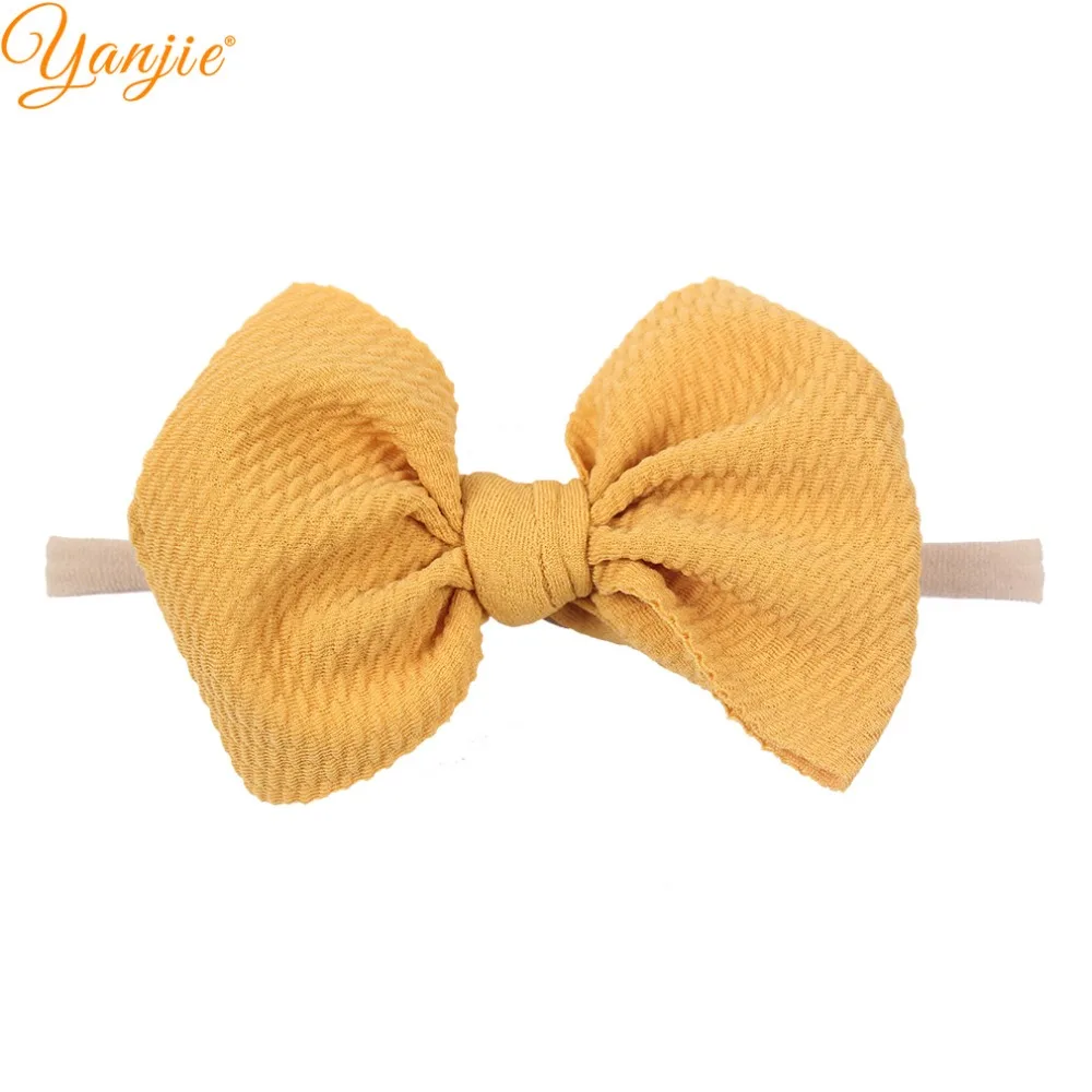 

Texture Nylon Headbands 4.5'' Hair Bows Waffle Fabric Soft Solid Elastic DIY Girls Hair Accessories Party Hair Band Mujer