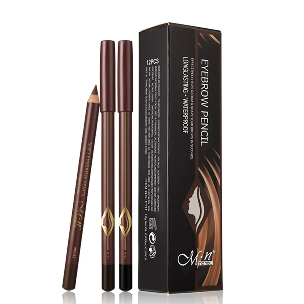 12pcs Eye Brow Pencils Make Up Set 3 Colors Waterproof Eyebrow Eye