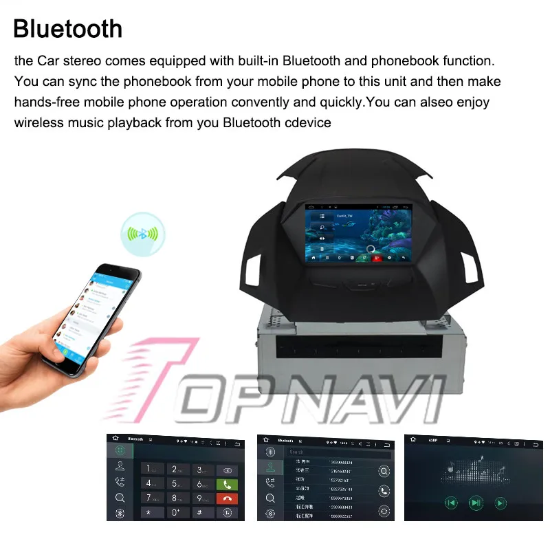 Perfect Topnavi 8" Quad Core Android 6.0 Car GPS Navigation for Ford Kuga Autoradio Multimedia Audio Stereo,NO DVD 23
