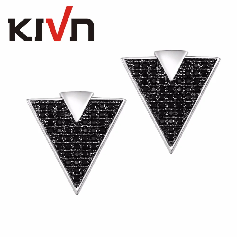 Kivn модные украшения Блестящий треугольник Pave CZ кубический цирконий Свадебные серьги-гвоздики подарки на день рождения 10 шт. в партии