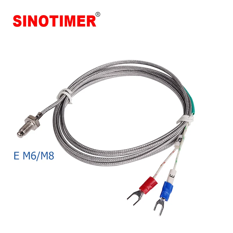 

M6/M8 Screw Probe E Type Thermocouple Temperature Sensor with 1m 2m Wire Cable for Industrial Temperature Controller