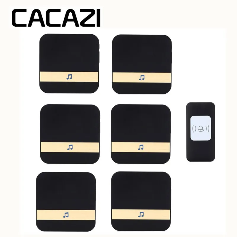 

CACAZI Wireless Waterproof Doorbell Smart Sensor Battery Button Household Ringbell 52 Songs 300M Remoto Receiver 75-250V US Plug