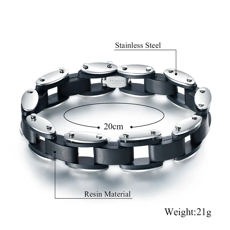 Простые мужские серебряные браслеты-цепочки из нержавеющей стали, мужские браслеты-манжеты, черный силиконовый браслет, ювелирные изделия для рук
