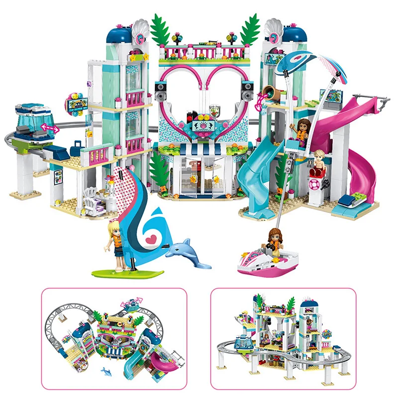 

1039pcs Friends Series Heartlake City Resort Model play on the slide Building Blocks Brick Toys For Children Kit DIY Educational