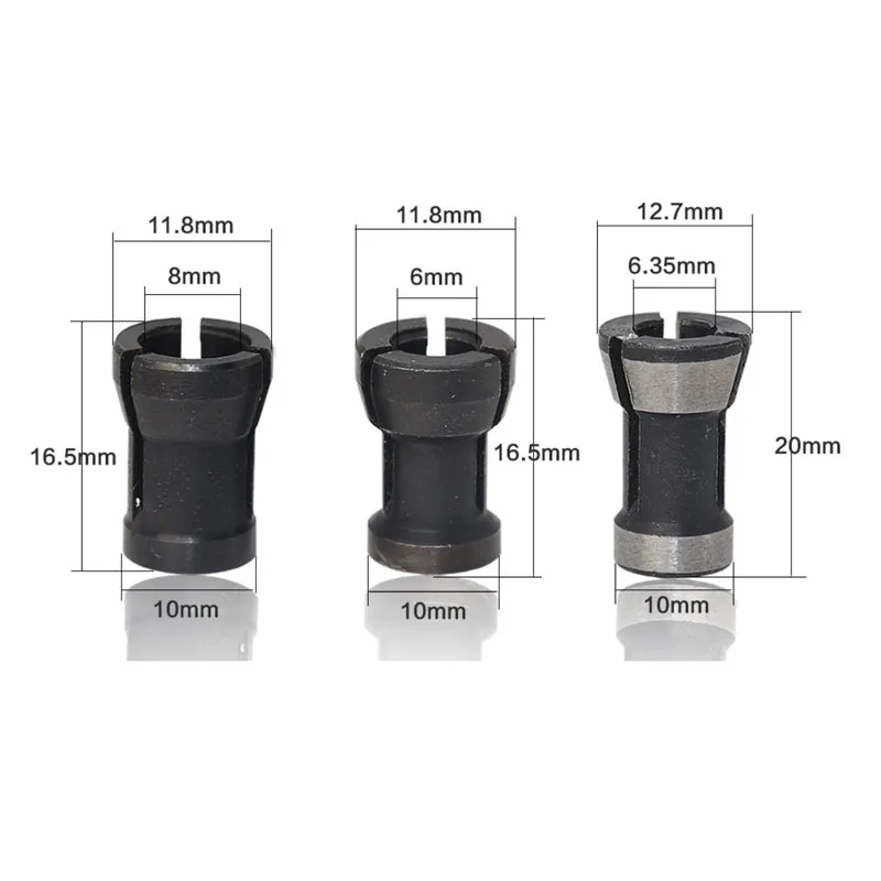 3pcs/lot High Precision Adapter collet shank router tool Adapters holder 6mm/6.35mm/8mmin Power