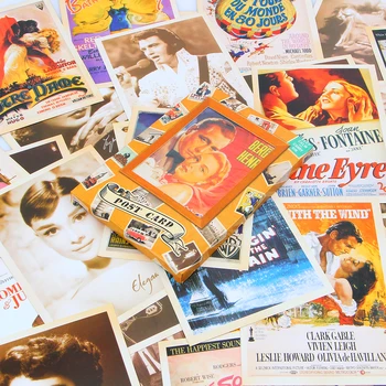 

32pcs/set Vintage Movie Star Style Poster Drawing Post Card Set Collecting Memory Greeting Postcards