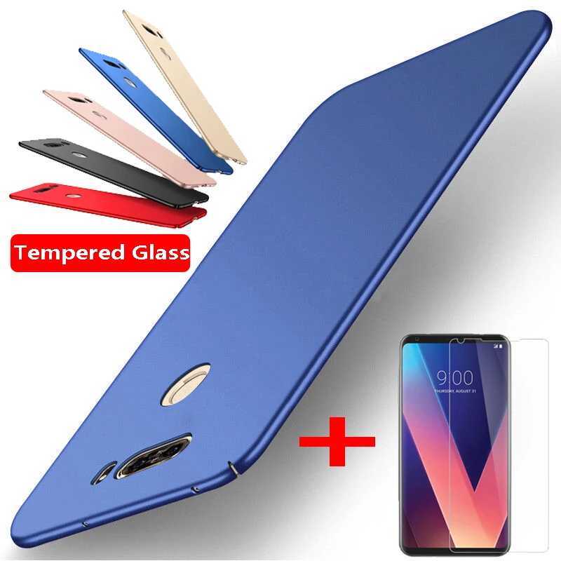 NOWAL ультра тонкий твердый пластиковый+ закаленное Стекло Экран защищает Флим 2in1 Чехол для телефона для LG G7 G6 G4 G5 Q6 Q7 V20 V30 K10 крышка
