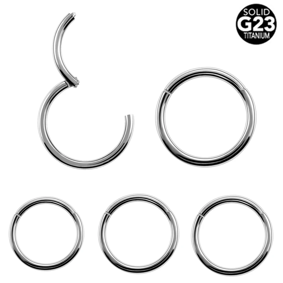 

1PC Titanium Hinged Nose Septum Hoop Rings Nipple Clicker Ear Cartilage Tragus Eyebrow Lip Piercings Conch Daith Helix Jewelry