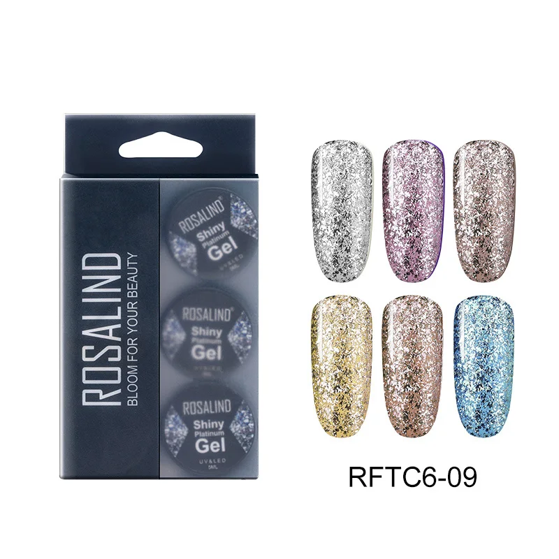 ROSALIND набор гель-лаков с пауком Платиновый лак Гибридный штамп набор для акриловых ногтей все для маникюра краска гель лак для ногтей 6 шт./компл - Цвет: RFTC6-09