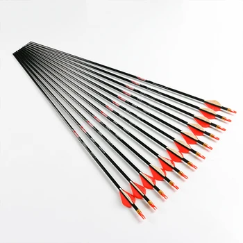 

Linkboy Archery 6/12PCS 30inch Carbon Arrows Explosionproof Ring +3pcs Free 100gr Broadheads for Compund Bow Archery Hunting