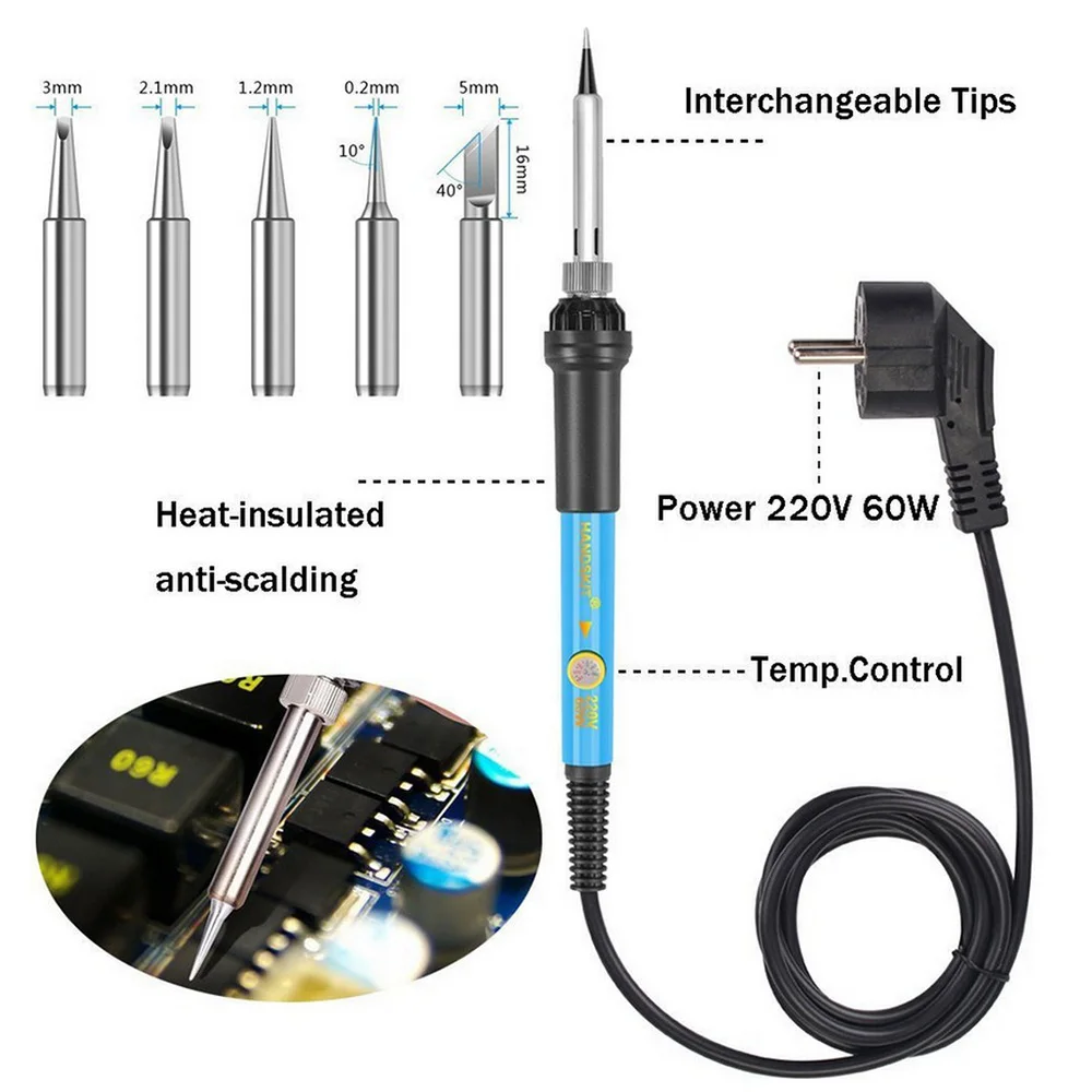 60W Electric Soldering Iron Adjustable Temperature 200 - 450 ℃ Welding Soldering Station Repair Tool Heating Pencil Solder Gun