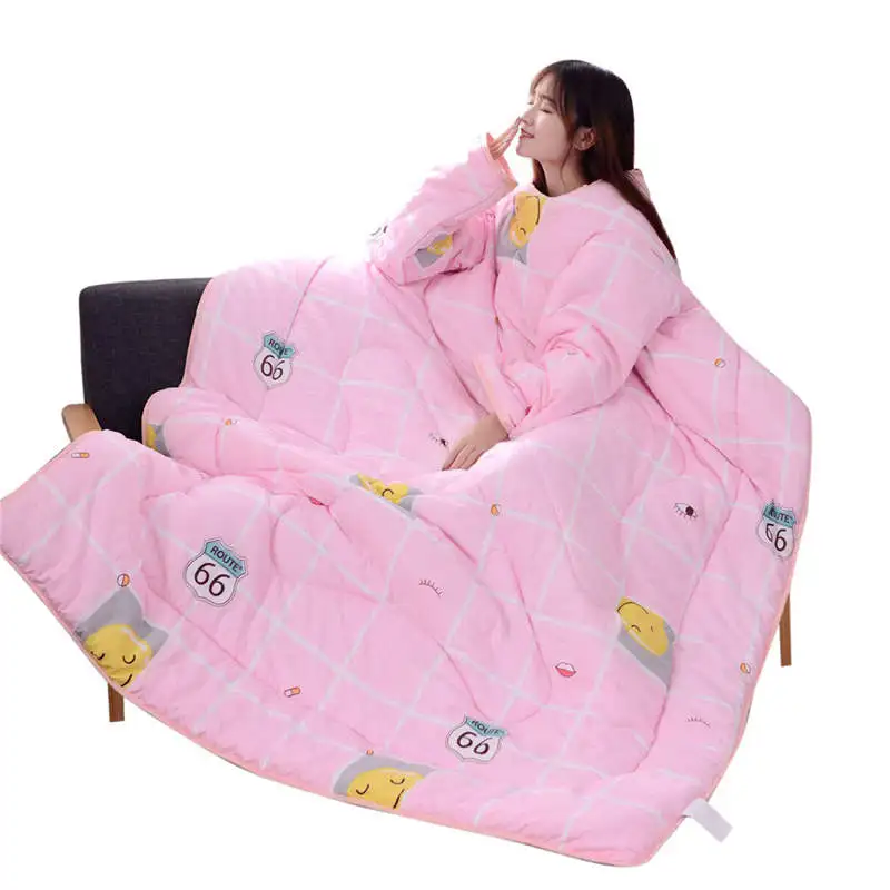 

120 x 160 Polyester Winter Lazy Quilt With Sleeves Quilt Winter Warm Thickened Washed Blanket Lazy With Sleeves Winter 19MAR21