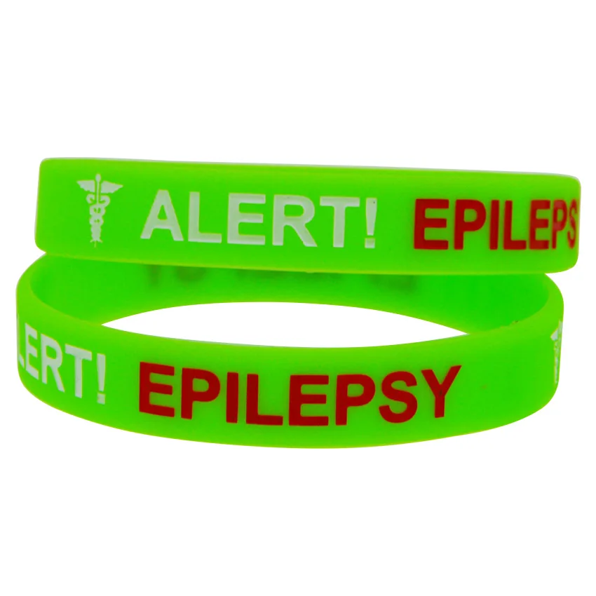 1piece Alert! Epilepsy Silicone Bracelet Wristbandin Bangles from