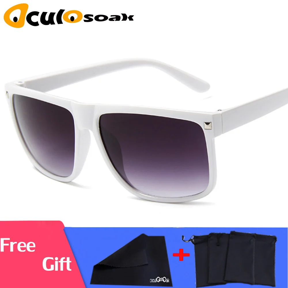 2019 New Fashion Vintage Flat Top Sunglasses Women Brand Designe Square Sun Glasses Female Men Oversized Shades UV400