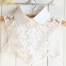 Высококачественная хлопковая кружевная белая рубашка с имитацией воротника, женские классические кружевные воротники с круглым воротником и цветами для женщин