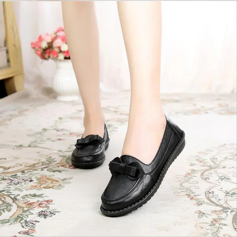 

Women Shoes Flat 100% Authentic Leather Plain toe Lace up Ladies Shoes Flats Woman Moccasins Female Footwear