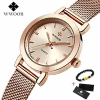 WWOOR Ladies Wrist Watches for Women Ultra Thin Quartz Watch Fashion Casual Hours Bracelet Watches reloj mujer acero inoxidable