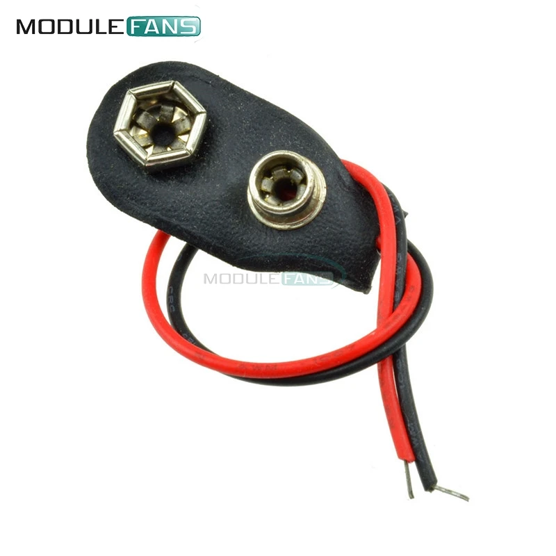

20Pcs Snap on 9V Battery Holder Clip Contor Hard Shell 10CM Cable Lead Soft Leather Red Black Connet Line