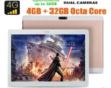 2017 Android 6.0 GPS de la Tableta de 10 pulgadas Octa Core 4G LTE Teléfono Tabletas de llamada 4 GB RAM 64 GB ROM Dual SIM 8.0MP Wifi Bluetooth 4G LTE