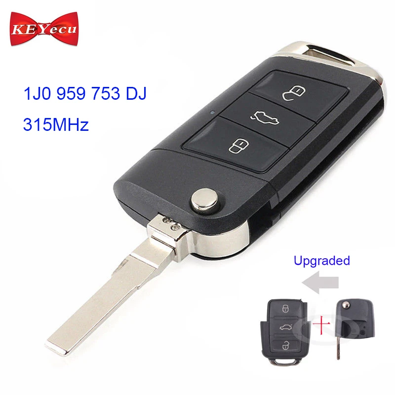 

KEYECU for Volkswagen Bora Golf Sharan Passat for Seat Leon Toledo 1999 2000 2001 Remote Control Key Fob 315MHz 1J0 959 753 DJ
