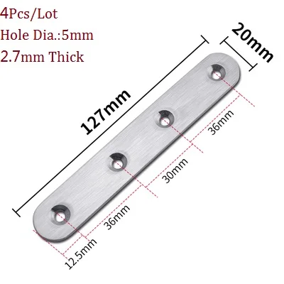 Нержавеющая стальная плоская пластина Тройник L прямая угловая скобка кронштейн-соединитель мебель ремонт починка-плоские предметы - Цвет: L127W20