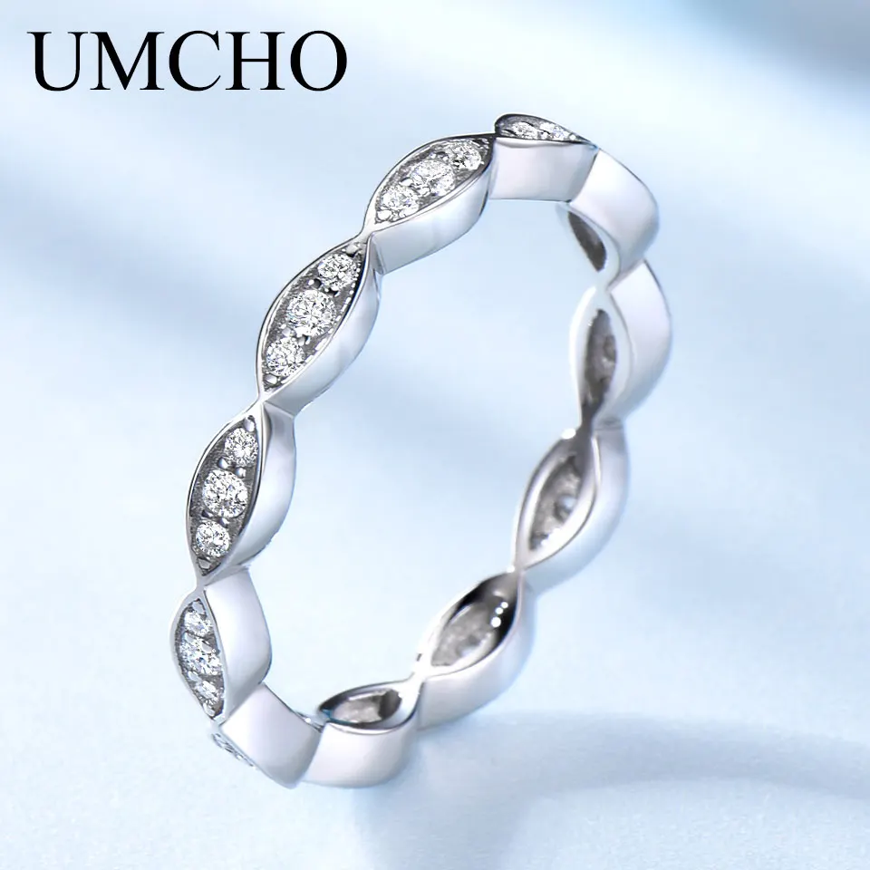 

UMCHO Romantic Genuine 925 Sterling Silver Rings For Women Wedding Bands Charm Rings Engagement Gift Fine Jewelry