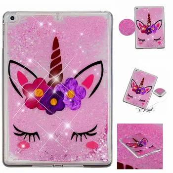 

Unicorn Quicksand Silicon Soft TPU Back Cover Case for iPad Air 1 Air 2 iPad 9.7 2017 2018 Glitter Liquid Tablet Shell Coque