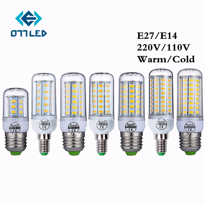 

E27 LED Lamp E14 LED Bulb SMD5730 220V 110V 5730 SMD Corn Bulb LEDs Chandelier Candle LED Light Spotlight for Home Decoration