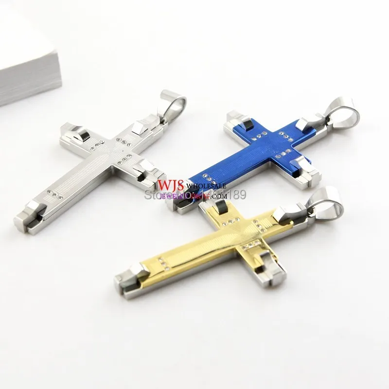 Newest multicolor the three dimensional simple The pulley and crystal Mosaic cross unique dashing with 23 inch Chain Wholesale | Украшения