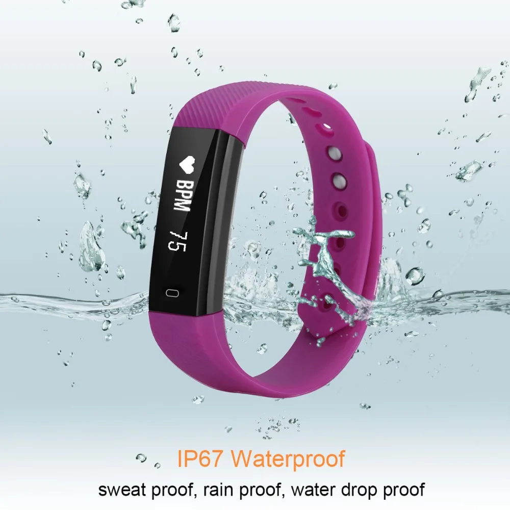 Смарт браслет ID115 HR с Bluetooth пульсометр фитнес трекер шагомер для телефона pk FitBits mi