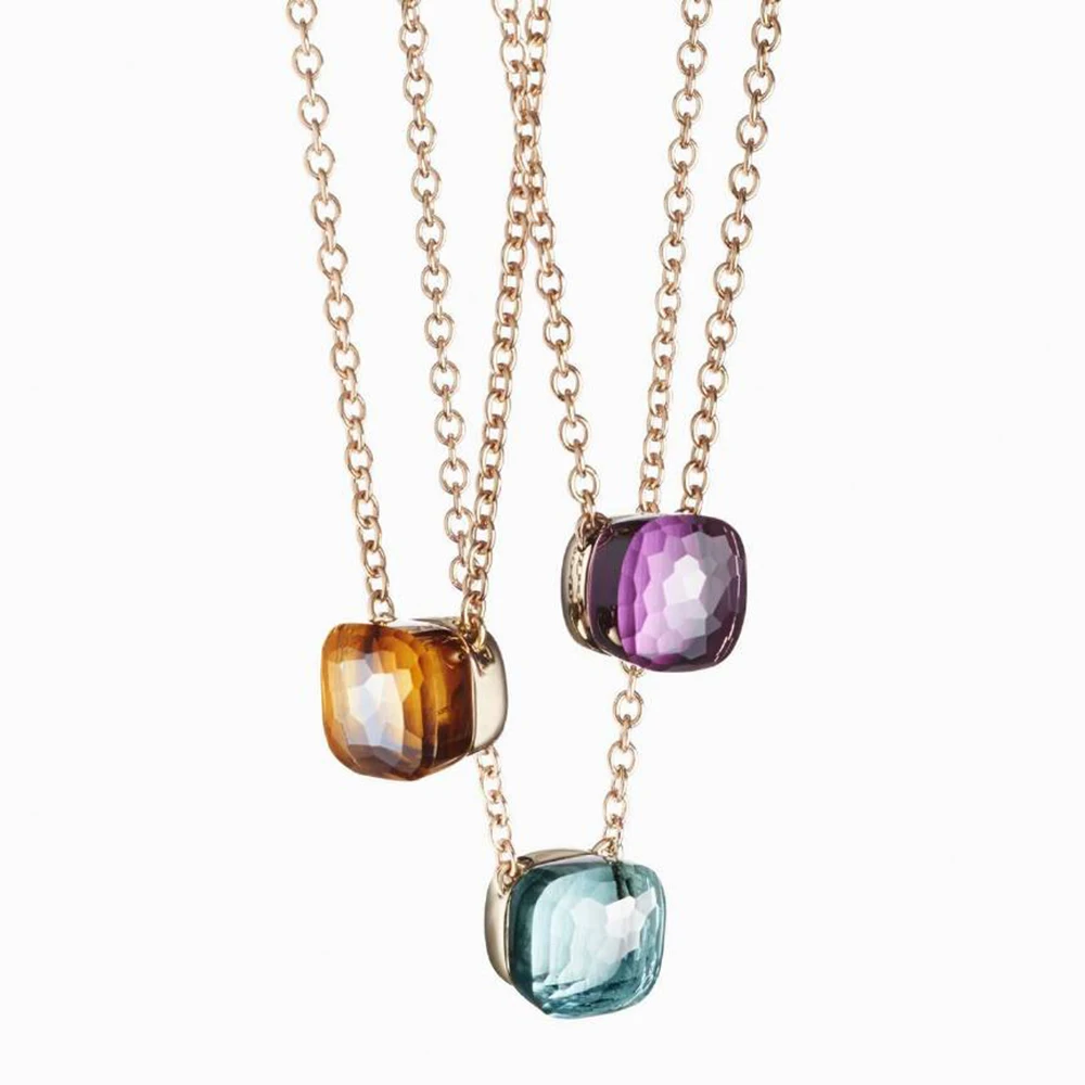 

Top Quality Candy Pendant 22 Colors Colorful Crystal Black Pink Blue Green Red Water Drop Necklace For Women(DJ1090)