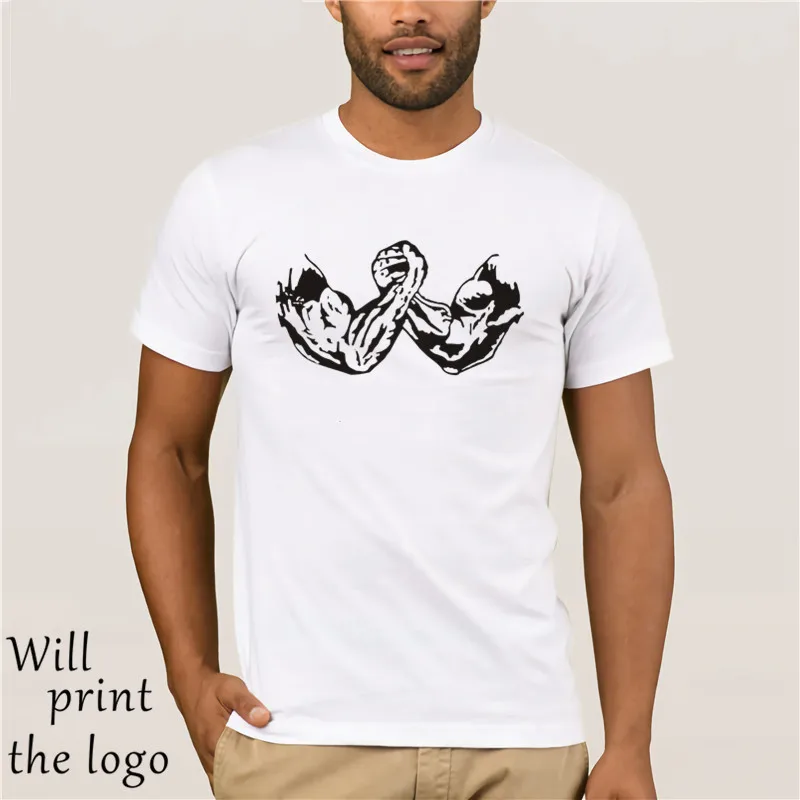 مضحك الذراع المصارعة رمز أيقونة تصميم تي شيرت بناء Camisetas الرجال تي شيرت الشهيرة المحملة قمم الطبيعي الصيف