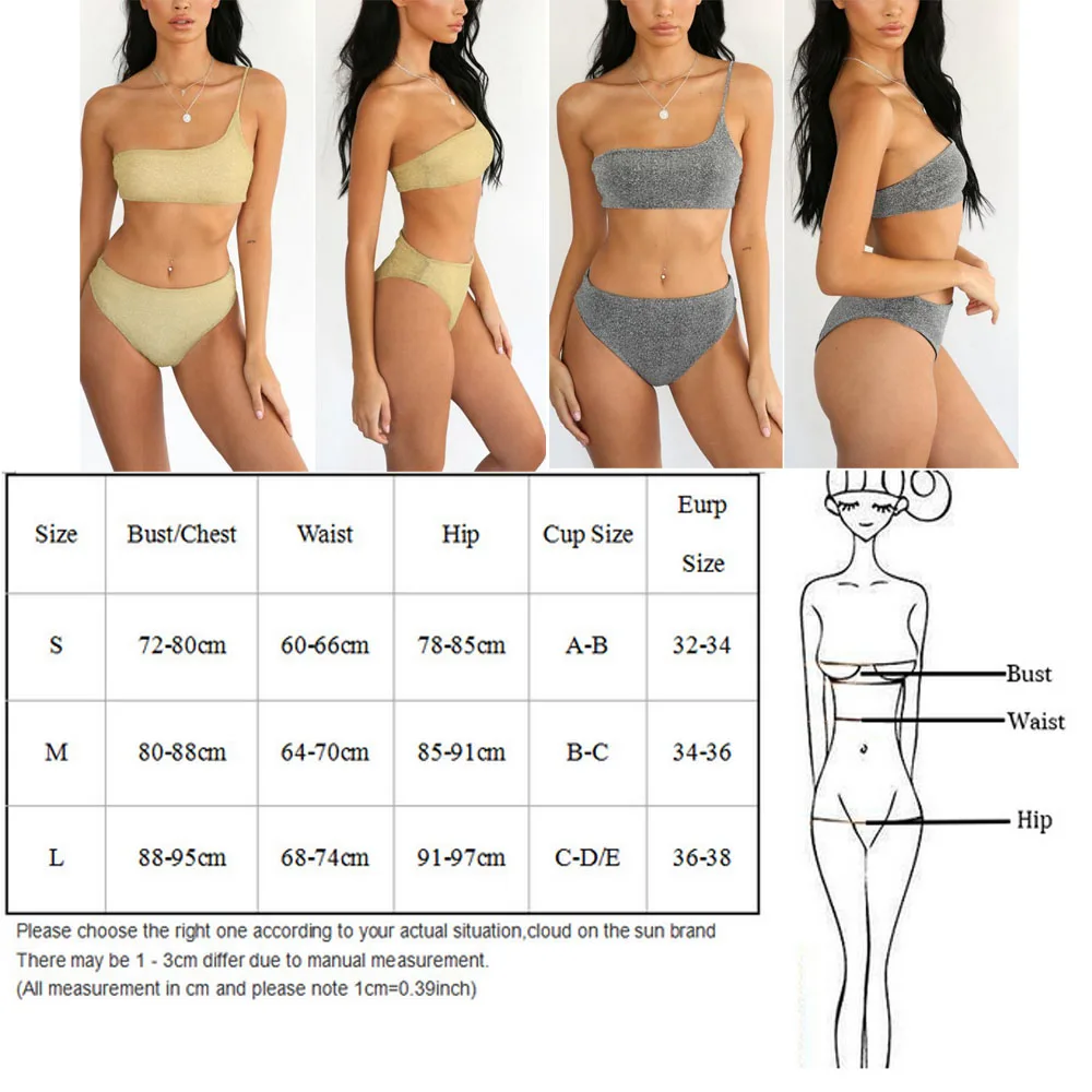 Купальники Купальный костюм бюстгальтер женский купальник бандо Блестящий Повседневное летний топ+ трусики краткие наборы