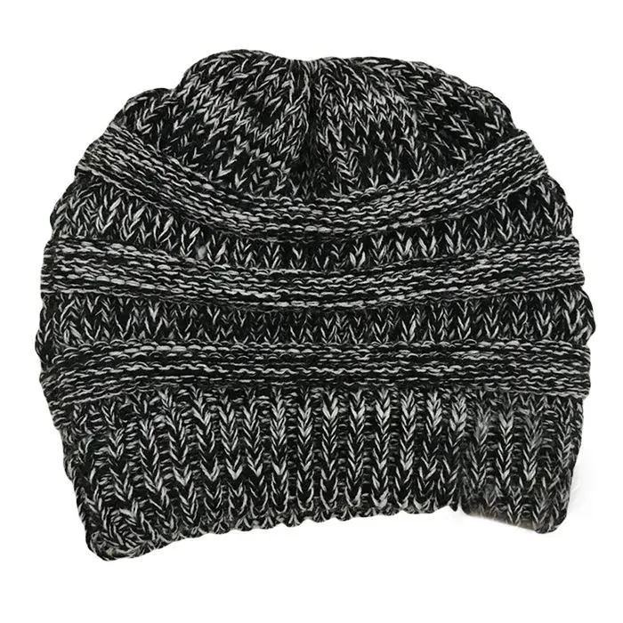 Gorro de punto para mujer gorro de invierno con cola de caballo touca beanie toca chapeu зимние женские головные уборы для женщин - Color: Dark grey