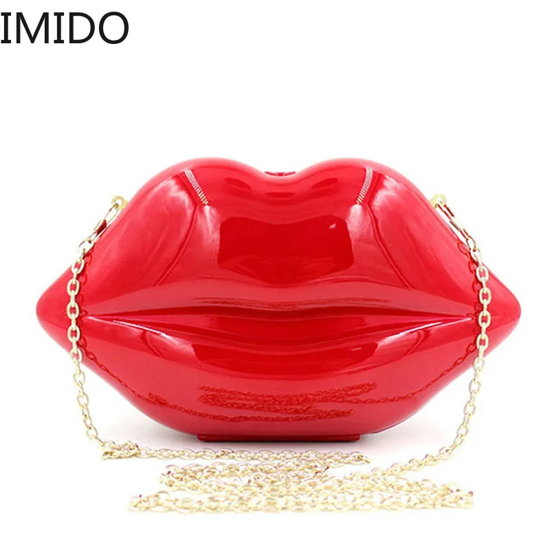 

New Personality Creative Sexy Red Lips Clutch Bags Fashion Shoulder Crossboby Bags Women Acrylic Evening Wedding Party Handbags