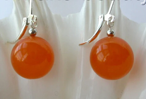 

HOT SELL - wb00553 2pc stunning AAA big 14mm round jade dangle earrings silver -Top quality free shipping