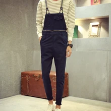 Тренд моды мужской разборки комбинезон одежда сплошной цвет повседневные брюки спагетти ремень брюки для влюбленных повседневные