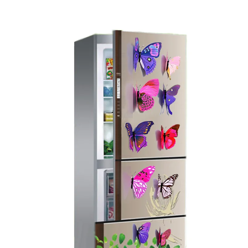 

12 PCS Per Set 3D Creative Butterfly Fridge Refrigerator Stickers With Magnets Vinyl DIY Art Home Decoration,Also For Wall