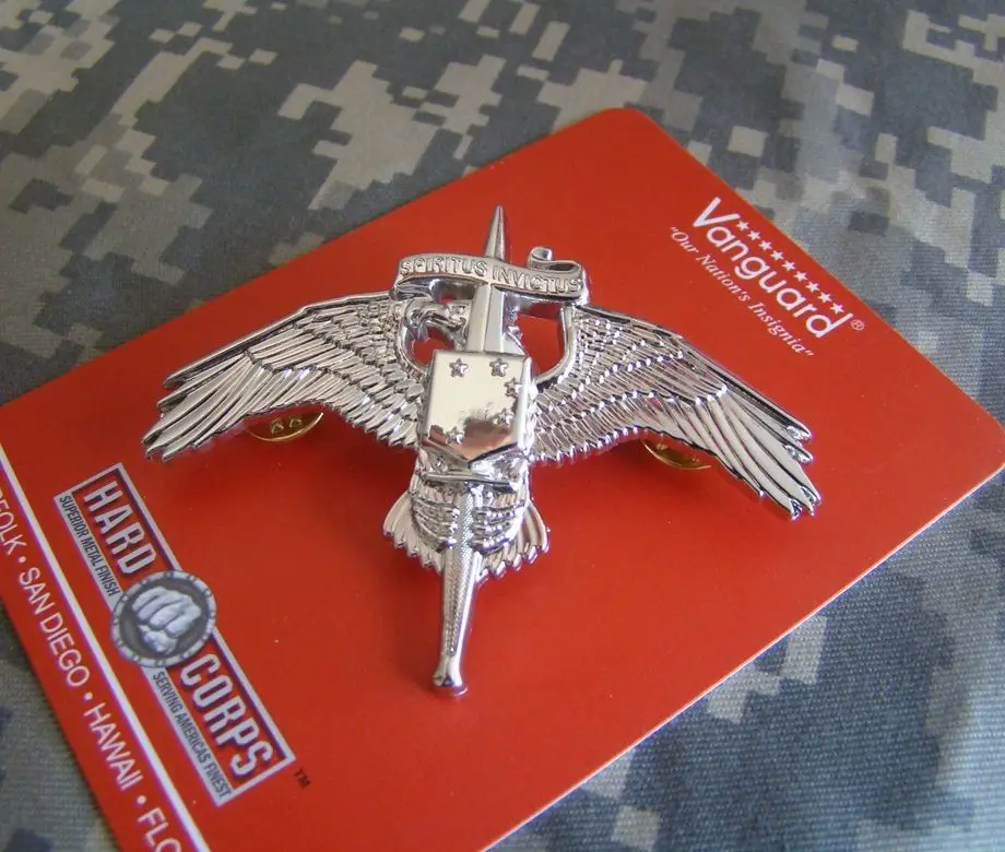 

US USMC MARINE CORPS SPECIAL FORCES MARSOC RAIDER REGIMENT BADGE PIN SILVER