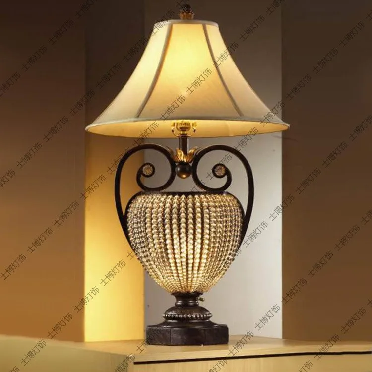 Fashion iron crystal chain table lamp luxury living room coffee table