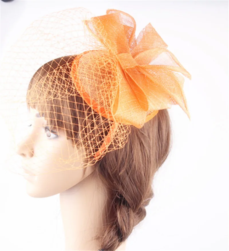 

Elegant bridal cover face veils fascinators hats on headbands charming sinamay millinery hats for church occasion hair accessory