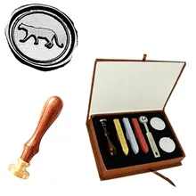 Винтаж логотип Leopard Индивидуальный свадебные приглашения Воск уплотнительное штамп Щупы для мангала ложка подарочная коробка комплект