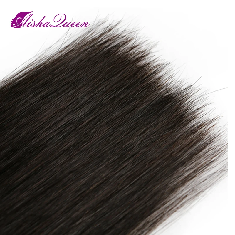 Aisha queen прямо бразильский натуральные волосы 3 Связки с 1 шелк синтетическое закрытие волос 4x4 натуральный черный волосы remy Бесплатная