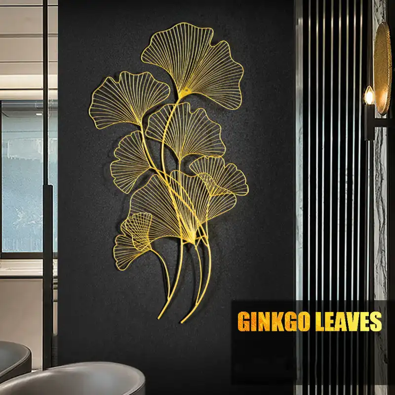 Chino 3d Hierro Forjado Ginkgo Biloba Mural Artesanias Decoracion